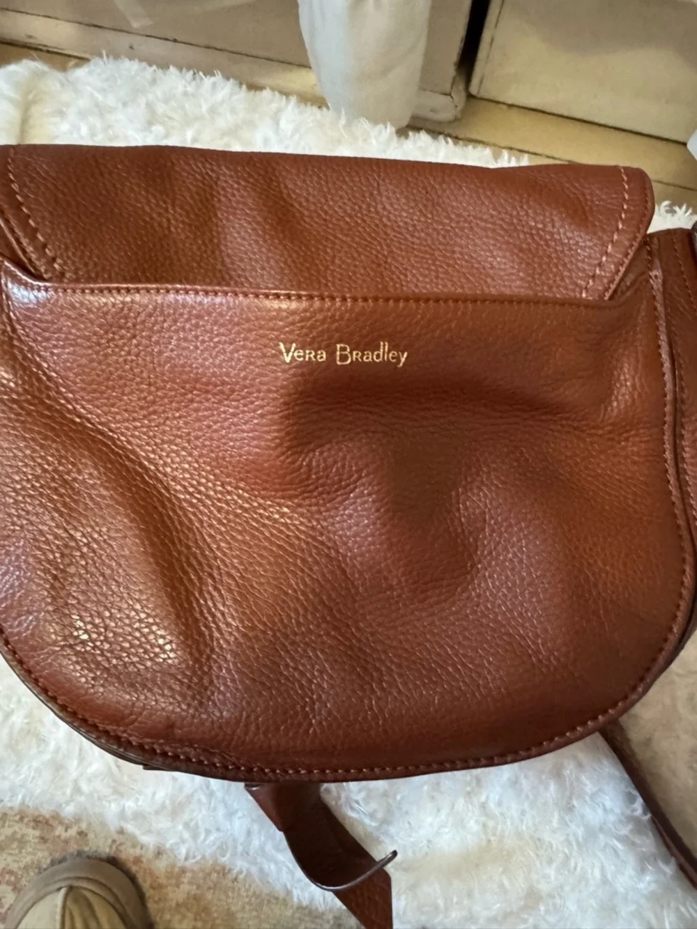 Vera Bradley Chestnut Brown Pebble Leather Shoulder Bag - Picture 4 of 9